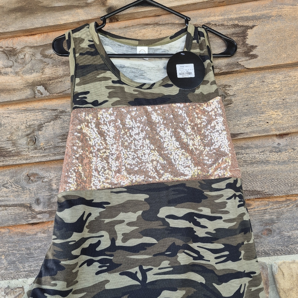 Camouflage Sequin Tank Top